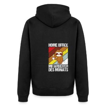 Home Office Mitarbeiter des Monats Faultier Homeof - Unisex Premium Bio Zip Hoodie - Schwarz - Hinten - Nico (187cm)
