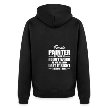 Funny Artist Female Painter - Unisex Premium Bio Zip Hoodie - Schwarz - Hinten - Nico (187cm)