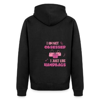 I am not obsessed - I just like Handbags - Unisex Premium Organic Zip Hoodie - black - Back - Nico (187cm)