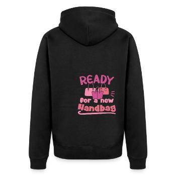 Ready for a new Handbag / Handbag Shopping - Unisex Premium Organic Zip Hoodie - black - Back - Nico (187cm)