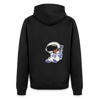 Astronomer Playing Violin - Unisex Premium Bio Zip Hoodie - Schwarz - Hinten - Nico (187cm)