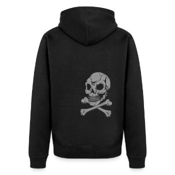 Halloween Skull - Unisex Premium Bio Zip Hoodie - Schwarz - Hinten - Nico (187cm)