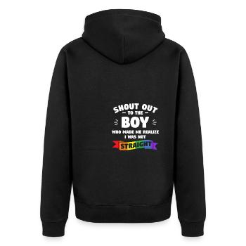 Shout Out To The Boy Who Made Me Realize I Was Not - Unisex Premium Organic Zip Hoodie - black - Back - Nico (187cm)