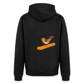 Skating Rotkehlchen Vogel Skateboard Ornithologe G - Unisex Premium Bio Zip Hoodie - Schwarz - Hinten - Nico (187cm)