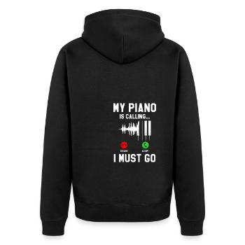 My Piano Is Calling And I Must Go Pianist - Unisex Premium Bio Zip Hoodie - Schwarz - Hinten - Nico (187cm)