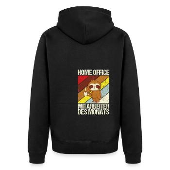 Home Office Mitarbeiter des Monats Spruch Homeoffi - Unisex Premium Bio Zip Hoodie - Schwarz - Hinten - Nico (187cm)
