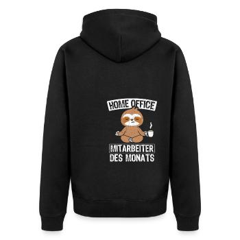 Home Office Mitarbeiter des Monats Faultier Homeof - Unisex Premium Bio Zip Hoodie - Schwarz - Hinten - Nico (187cm)