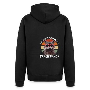 Funny Cute Raccoon Trashy Panda - Unisex Premium Bio Zip Hoodie - Schwarz - Hinten - Nico (187cm)