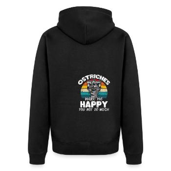 Cute Ostriches Making Us Happy - Unisex Premium Bio Zip Hoodie - Schwarz - Hinten - Nico (187cm)