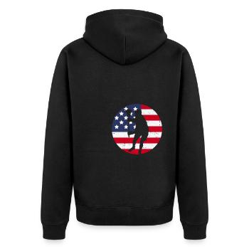 American Flag Lax Player - Unisex Premium Bio Zip Hoodie - Schwarz - Hinten - Nico (187cm)