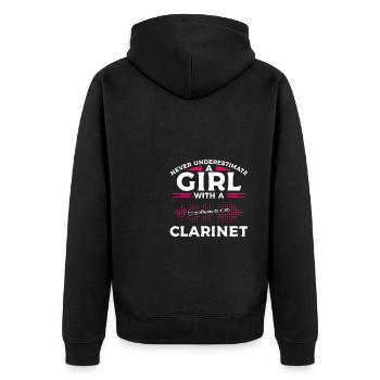 Ne sous-estimez jamais une fille avec une clarinette - Veste à capuche bio Premium Unisexe - noir - Dos - Nico (187cm)