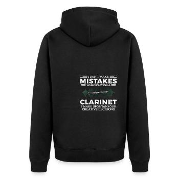 I Don't Make Mistakes When Playing A Clarinet - Unisex Premium Organic Zip Hoodie - black - Back - Nico (187cm)