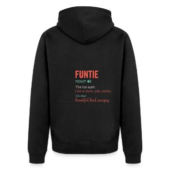 Funtie Noun Definition Nutrition for Aunt Mom - Unisex Premium Bio Zip Hoodie - Schwarz - Hinten - Nico (187cm)