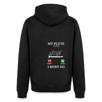 My Flute Is Calling I Must Go Flutist - Unisex Premium Bio Zip Hoodie - Schwarz - Hinten - Nico (187cm)