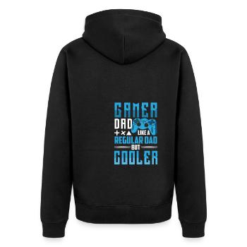 Funny Gamer Dad Like A Regular Dad But - Unisex Premium Bio Zip Hoodie - Schwarz - Hinten - Nico (187cm)