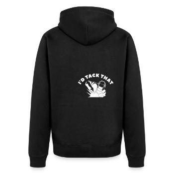 I'd Tack That Metal Worker Welder Welding - Unisex Premium Bio Zip Hoodie - Schwarz - Hinten - Nico (187cm)
