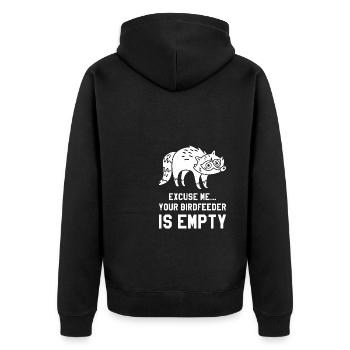 Excuse Me Your Birdfeeder Is Empty Raccoons - Unisex Premium Organic Zip Hoodie - black - Back - Nico (187cm)