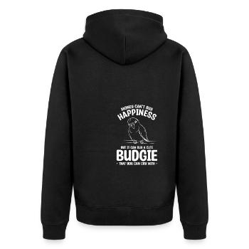 Money Can't Buy Happiness But I Can Buy A Cute Bud - Unisex Premium Bio Zip Hoodie - Schwarz - Hinten - Nico (187cm)