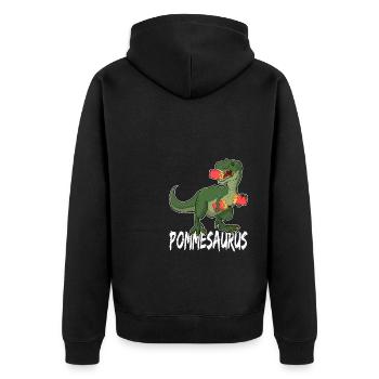 Pommesaurier Pommes Frites Dinosaurier T Rex Fritt - Unisex Premium Bio Zip Hoodie - Schwarz - Hinten - Nico (187cm)