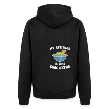 My Attitude Is Like Guac Extra National Guacamole - Unisex Premium Bio Zip Hoodie - Schwarz - Hinten - Nico (187cm)