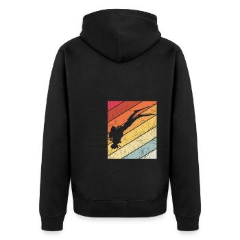 Vintage Taucher Ocean Diver Tauchsport - Unisex Premium Bio Zip Hoodie - Schwarz - Hinten - Nico (187cm)
