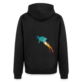 Vintage Taucher Ocean Diver Tauchsport Geschenk - Unisex Premium Bio Zip Hoodie - Schwarz - Hinten - Nico (187cm)