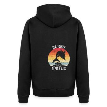 Delfi Ich flippe Gleich aus Sarkasmus Ironie Delfi - Unisex Premium Bio Zip Hoodie - Schwarz - Hinten - Nico (187cm)