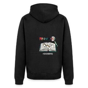 Funny Prove It Text Evidences Book - Unisex Premium Bio Zip Hoodie - Schwarz - Hinten - Nico (187cm)