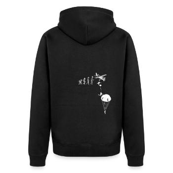 Fallschirmspringer Evolution Fallschirm Extremspor - Unisex Premium Bio Zip Hoodie - Schwarz - Hinten - Nico (187cm)