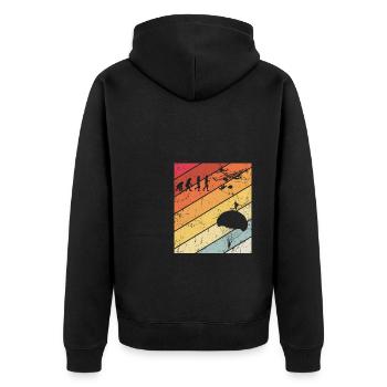 Fallschirmspringer Evolution Fallschirm Extremspor - Unisex Premium Bio Zip Hoodie - Schwarz - Hinten - Nico (187cm)
