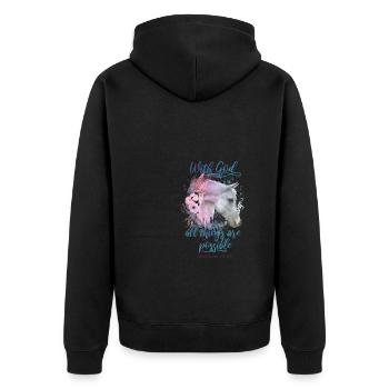 Christian Quotes Horses - Unisex Premium Organic Zip Hoodie - black - Back - Nico (187cm)