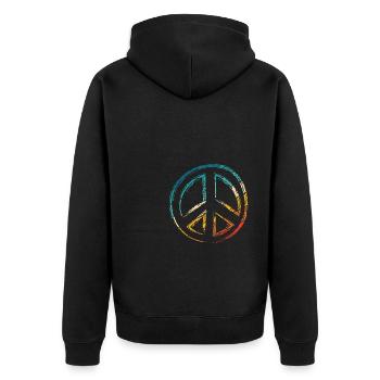 Vintage Peace Zeichen Frieden Symbol Retro Peace H - Unisex Premium Bio Zip Hoodie - Schwarz - Hinten - Nico (187cm)