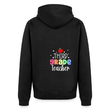 3rd Grade Teacher - Unisex Premium Bio Zip Hoodie - Schwarz - Hinten - Nico (187cm)