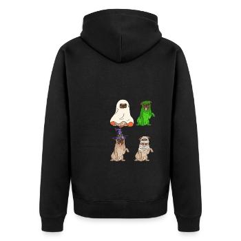 Cute Dog Pug In Halloween Costumes - Unisex Premium Bio Zip Hoodie - Schwarz - Hinten - Nico (187cm)