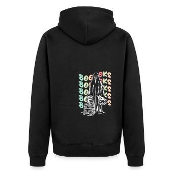 Funny Boooks Bookworm Books - Unisex Premium Bio Zip Hoodie - Schwarz - Hinten - Nico (187cm)
