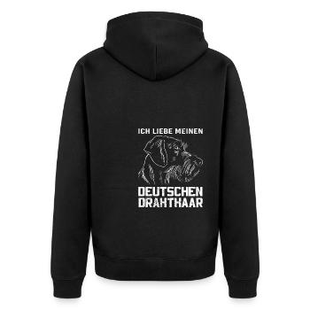 Hund Hundebesitzer - Unisex Premium Bio Zip Hoodie - Schwarz - Hinten - Nico (187cm)