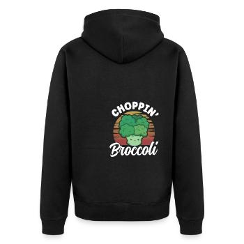 Choppin Broccoli - Unisex Premium Bio Zip Hoodie - Schwarz - Hinten - Nico (187cm)