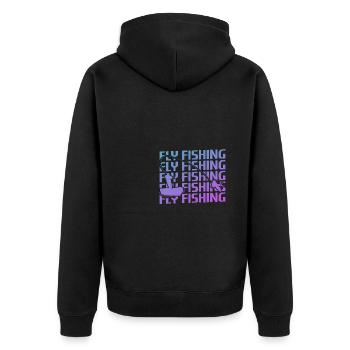 Retro Vintage Classic Fly Fishing Fisherman - Unisex Premium Organic Zip Hoodie - black - Back - Nico (187cm)