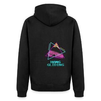 Retro Vintage Classic Hang Gliding Hang Glider - Unisex Premium Bio Zip Hoodie - Schwarz - Hinten - Nico (187cm)