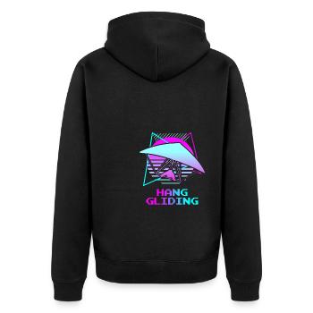 Retro Vintage Classic Hang Gliding Hang Glider - Unisex Premium Bio Zip Hoodie - Schwarz - Hinten - Nico (187cm)
