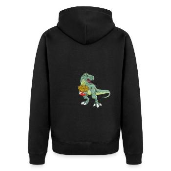 Pommesaurier Pommes Frites Dinosaurier T Rex Fritt - Unisex Premium Bio Zip Hoodie - Schwarz - Hinten - Nico (187cm)