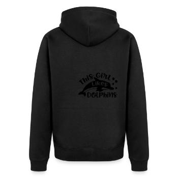 Fille aime les animaux marins Dauphins Océan - Veste à capuche bio Premium Unisexe - noir - Dos - Nico (187cm)