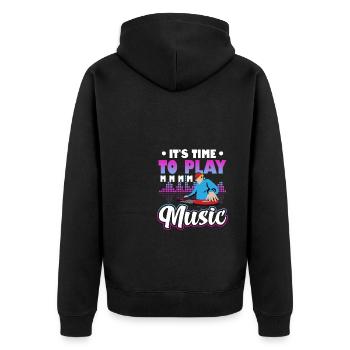 Play Music DJ - Unisex Premium Bio Zip Hoodie - Schwarz - Hinten - Nico (187cm)