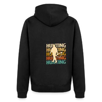 Classic Vintage Retro Hunting Hunter - Unisex Premium Bio Zip Hoodie - Schwarz - Hinten - Nico (187cm)