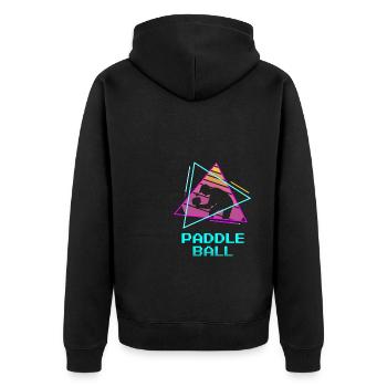 Retro Vintage Classic Pickleball Paddle Ball - Unisex Premium Organic Zip Hoodie - black - Back - Nico (187cm)