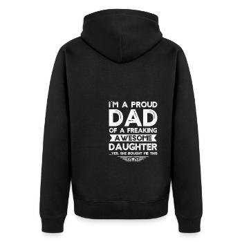 Fier papa d’une fille géniale drôle - Veste à capuche bio Premium Unisexe - noir - Dos - Nico (187cm)