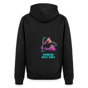 Retro Vintage Classic Horse Racing Equestrian - Unisex Premium Bio Zip Hoodie - Schwarz - Hinten - Nico (187cm)
