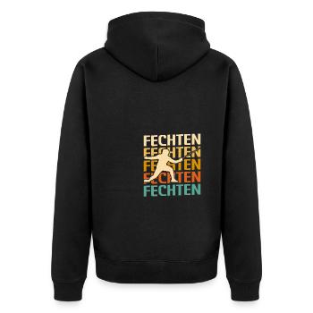 Retro Vintage Classic Fencing Fencer - Unisex Premium Bio Zip Hoodie - Schwarz - Hinten - Nico (187cm)