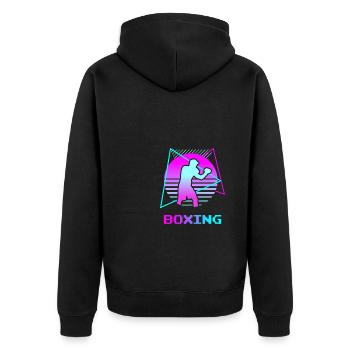 Retro Vintage Classic Boxing Boxer - Unisex Premium Bio Zip Hoodie - Schwarz - Hinten - Nico (187cm)