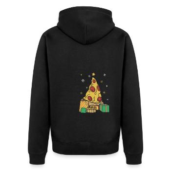 Pizza Christmas Tree - Unisex Premium Bio Zip Hoodie - Schwarz - Hinten - Nico (187cm)